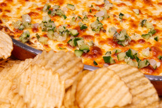 Bubblin’ Dill-icious Warm Smoked Cheese Pickle Dip