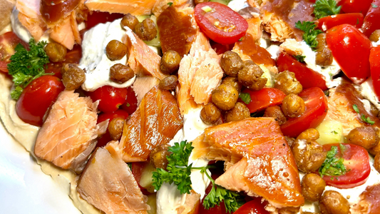 Hummus Grazing Board with Sugartown Smoked Tasmanian Trout