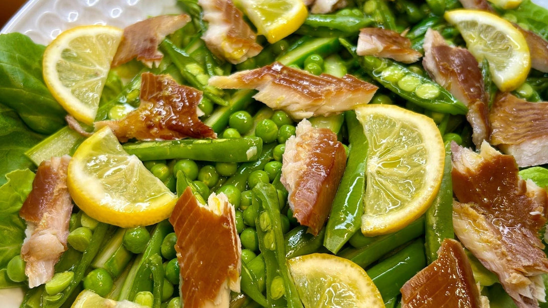 Spring Asparagus Salad with Sugartown’s Hickory Smoked Trout