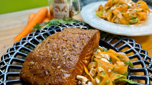 Herby Carrot Ribbon Salad with Smoked Hungarian Salmon