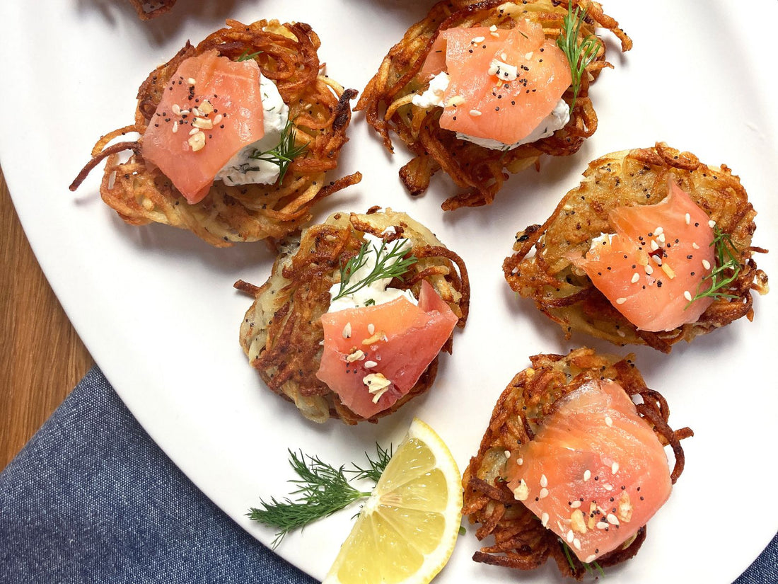 Smoked Salmon Latkes with Dill Crème Fraîche